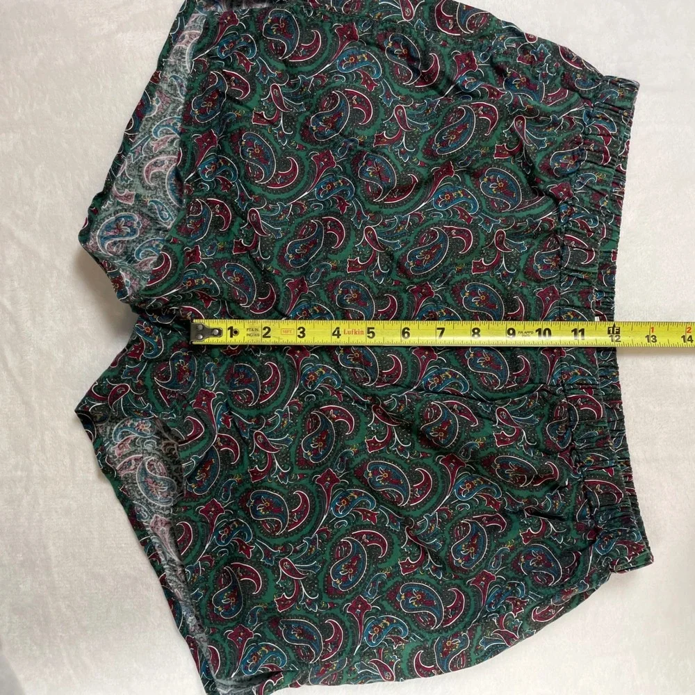 1 London Pajama Shorts Cotton Mens Medium Green Paisley Vintage Excellent